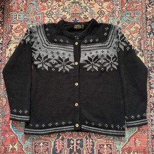 Vintage Alpaca Wool Cardigan Made in Peru Womens M